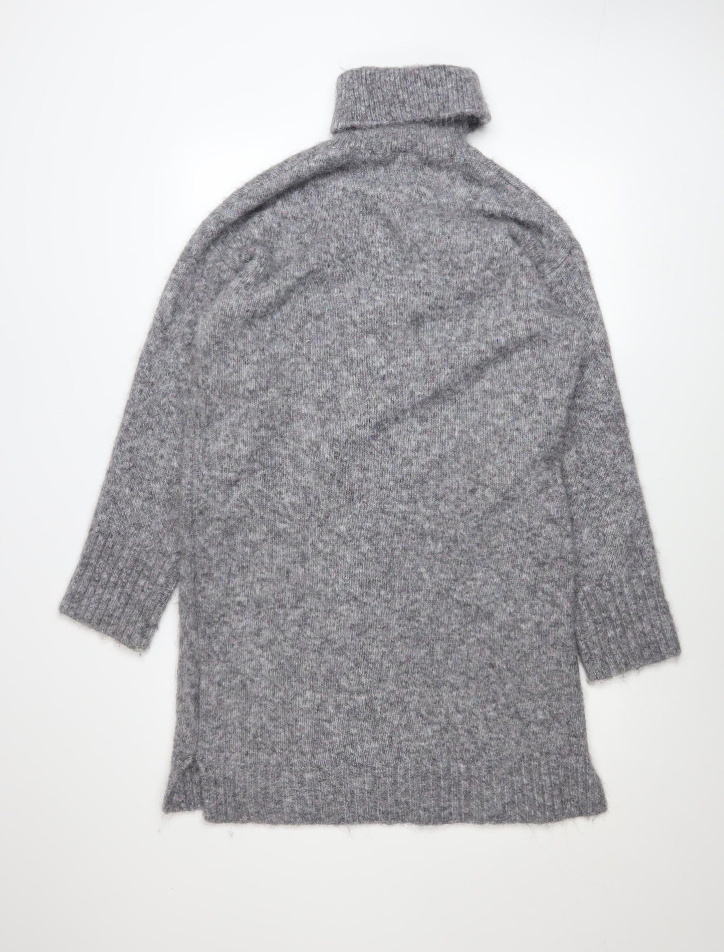 Kaffe Women's Grey Long Sleeve Roll Neck Knit Jumper Dress Size S