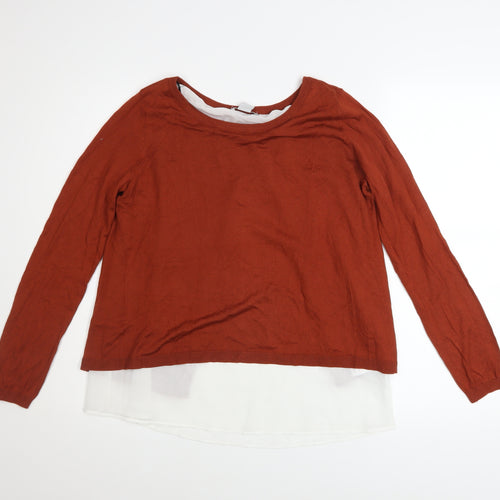 H&M Women’s Brown Knit Layered Pullover Jumper Size S