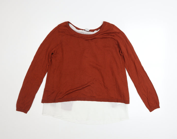 H&M Women’s Brown Knit Layered Pullover Jumper Size S