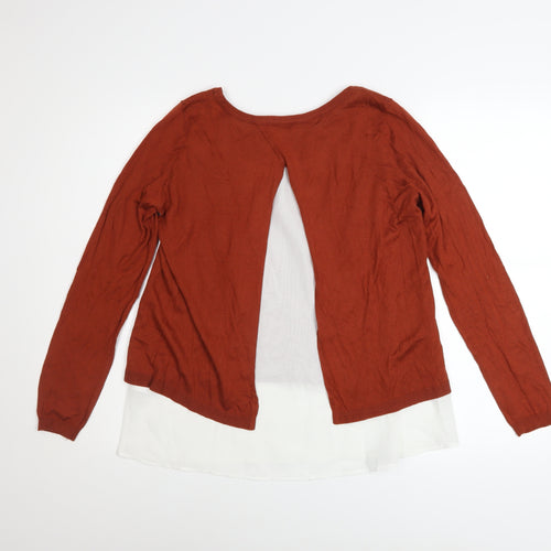 H&M Women’s Brown Knit Layered Pullover Jumper Size S