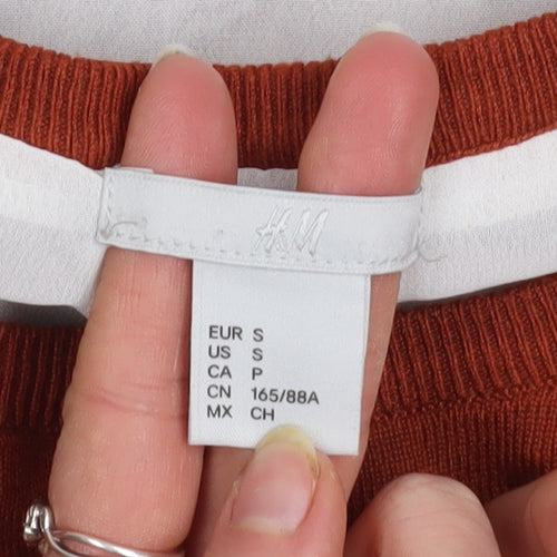 H&M Women’s Brown Knit Layered Pullover Jumper Size S