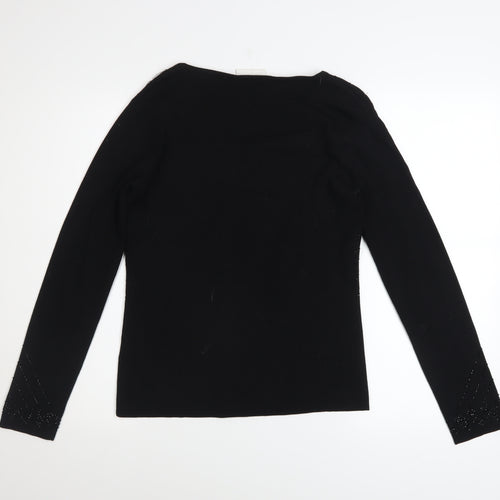 Liz Claiborne Women’s Black Beaded V-Neck Long Sleeve Jumper Size S