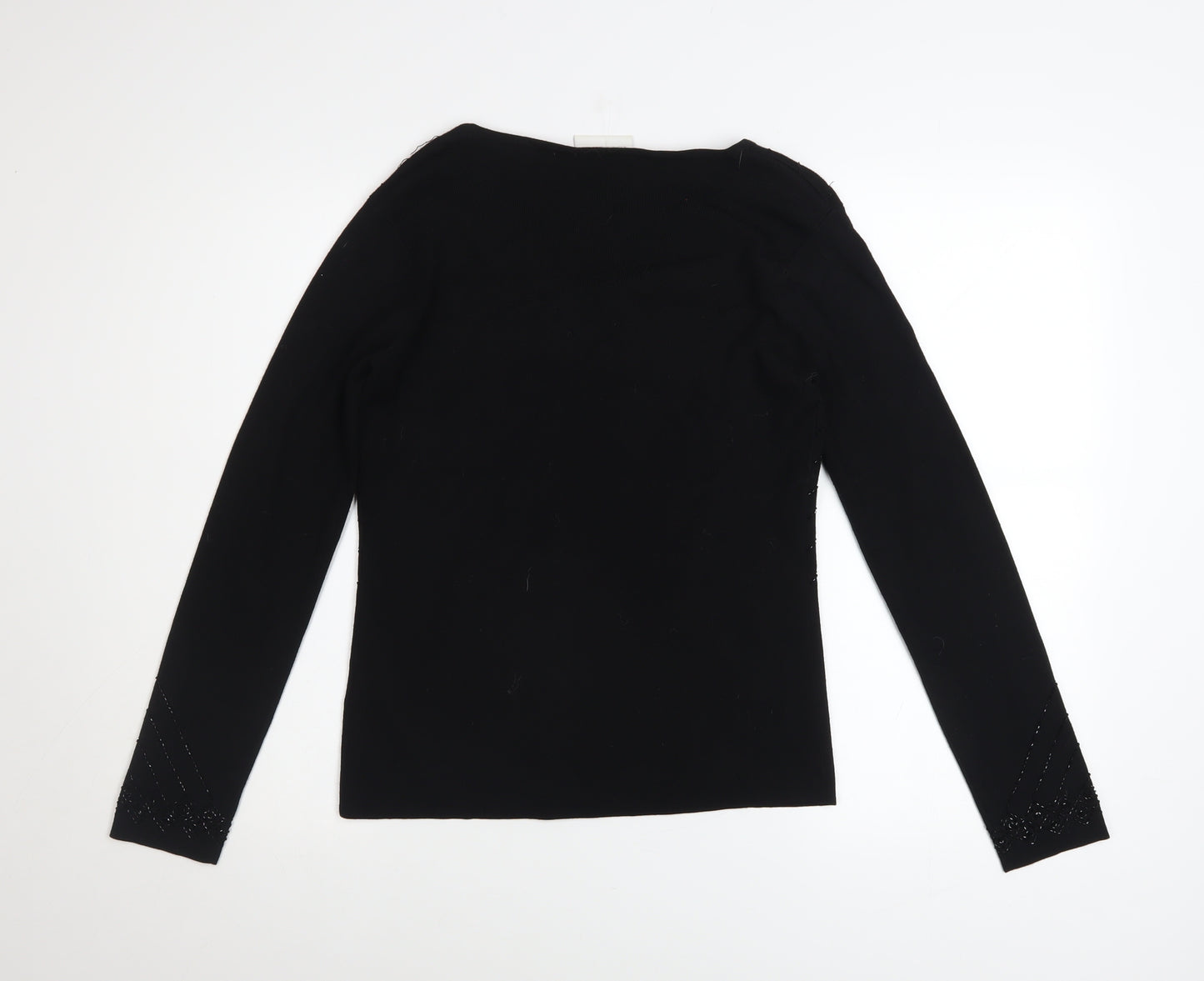 Liz Claiborne Women’s Black Beaded V-Neck Long Sleeve Jumper Size S