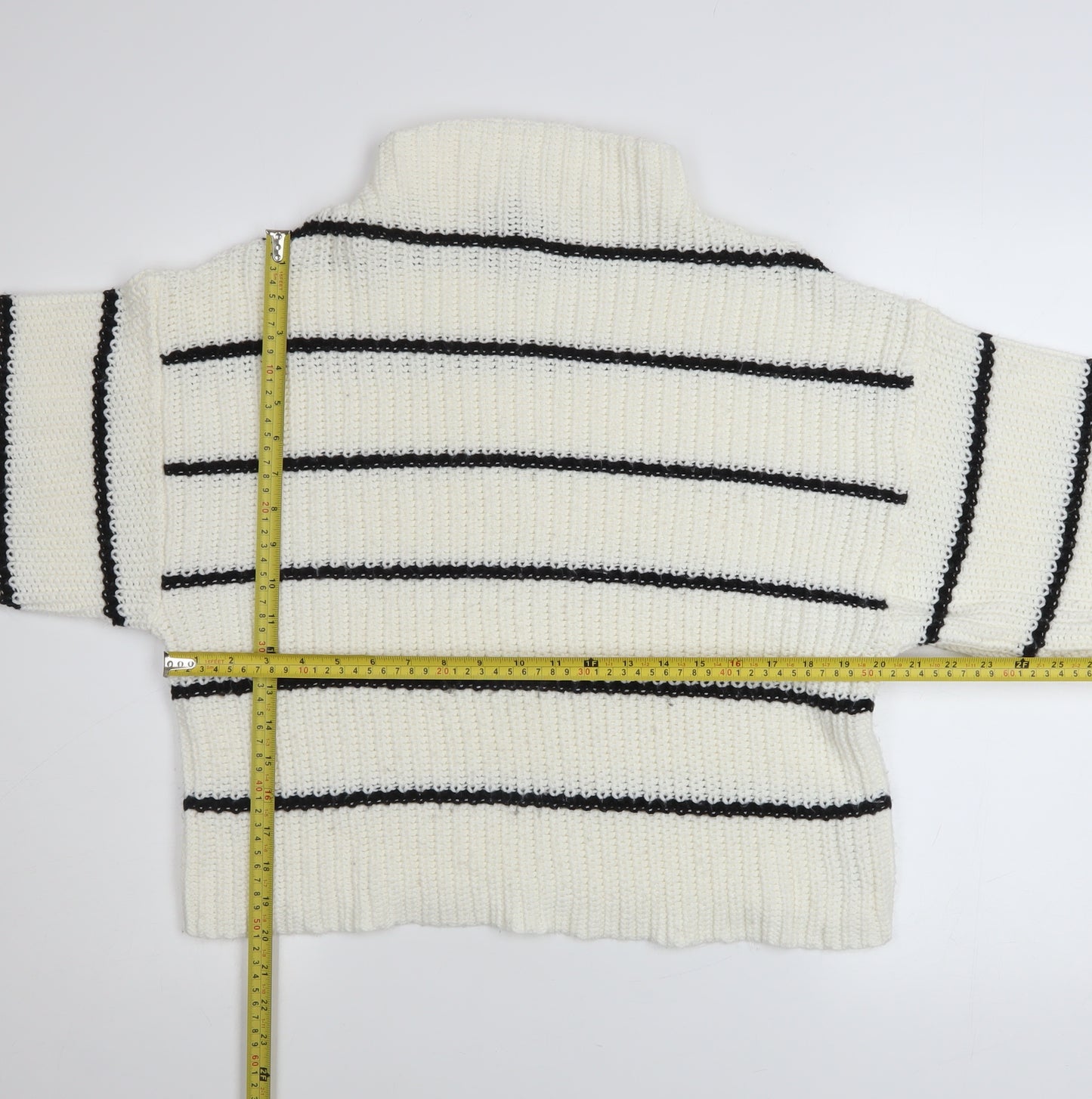 New Look Maternity White Striped High Neck Chunky Knit Jumper M