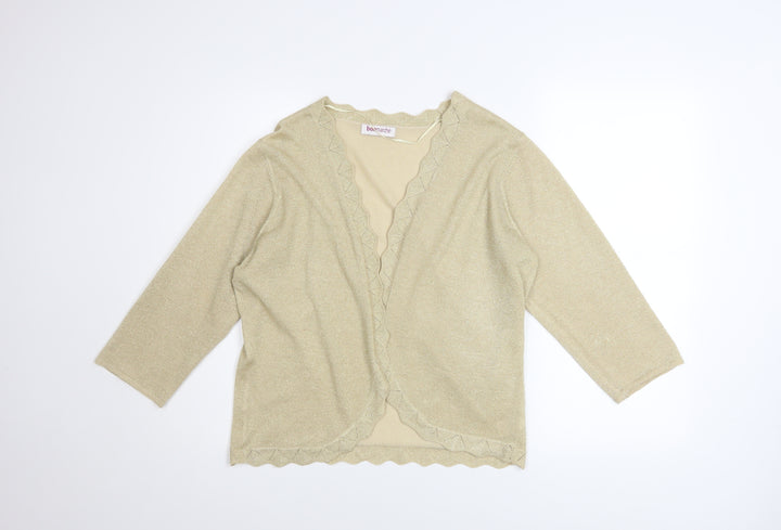 Bonmarché Women’s Beige 3/4 Sleeve V-Neck Cardigan Size L