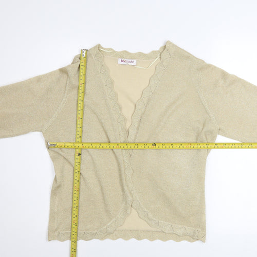 Bonmarché Women’s Beige 3/4 Sleeve V-Neck Cardigan Size L
