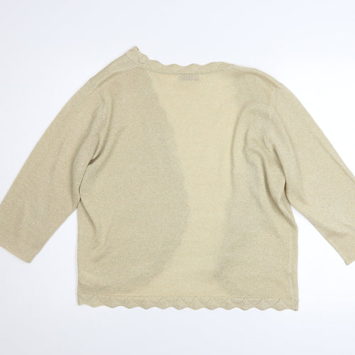 Bonmarché Women’s Beige 3/4 Sleeve V-Neck Cardigan Size L