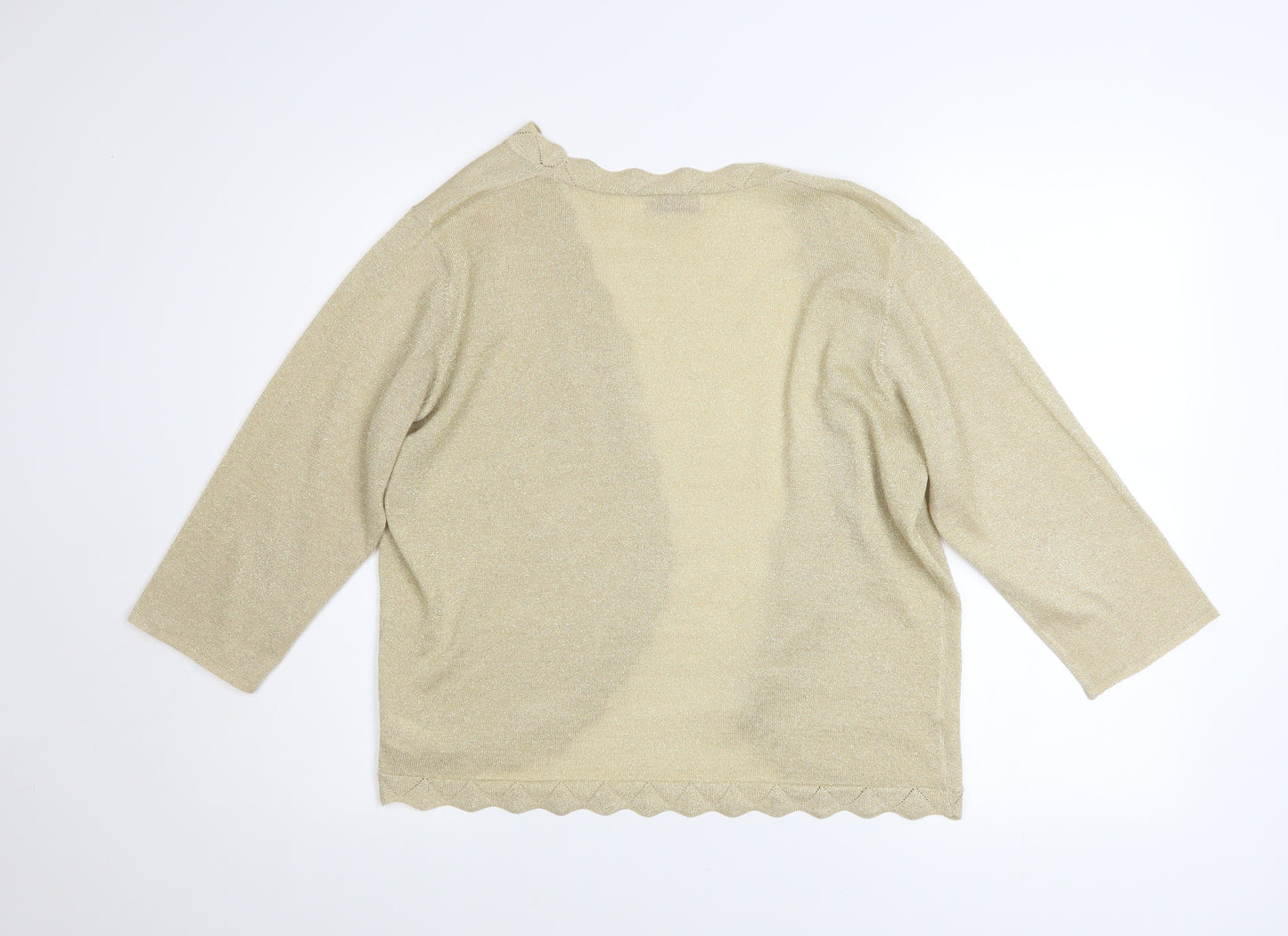 Bonmarché Women’s Beige 3/4 Sleeve V-Neck Cardigan Size L