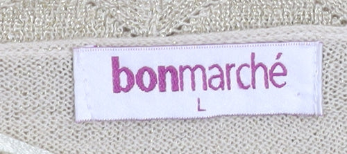 Bonmarché Women’s Beige 3/4 Sleeve V-Neck Cardigan Size L