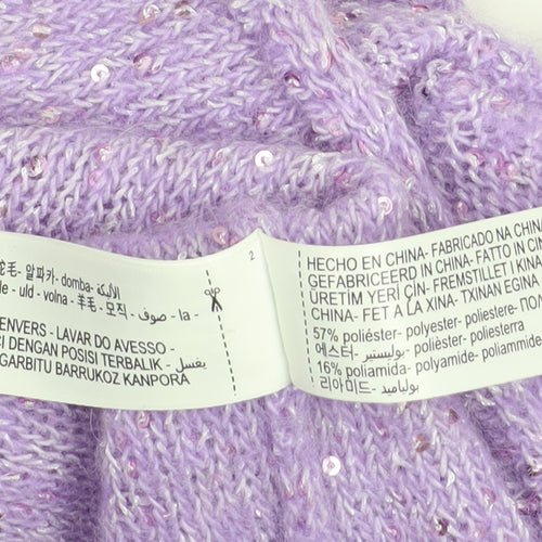 Massimo Dutti Women Purple Sequin Mock Neck Alpaca Jumper Size 8