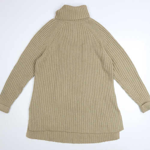 Marks and Spencer Women’s Beige Roll Neck Ribbed Jumper Size L