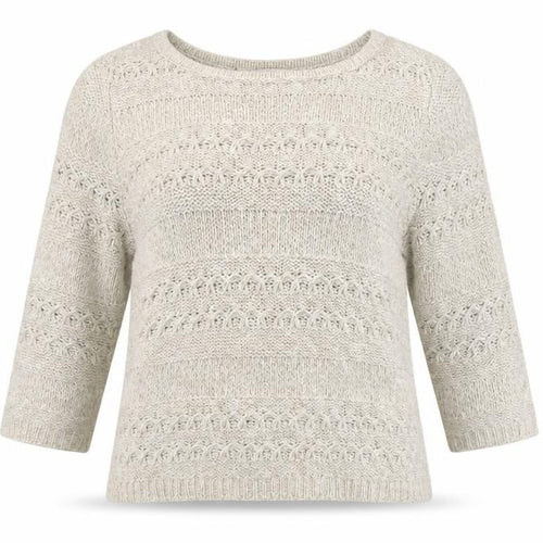 John Rocha Women Beige Open Knit Boat Neck Jumper Size 14