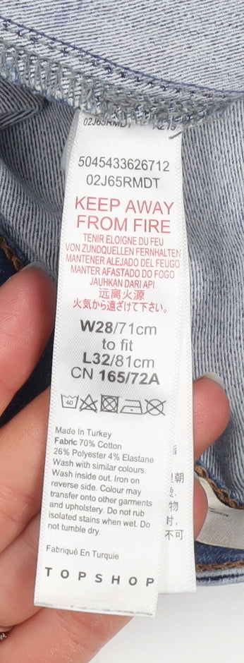 Topshop Women Blue Size 10 High Rise Distressed Skinny Jeans