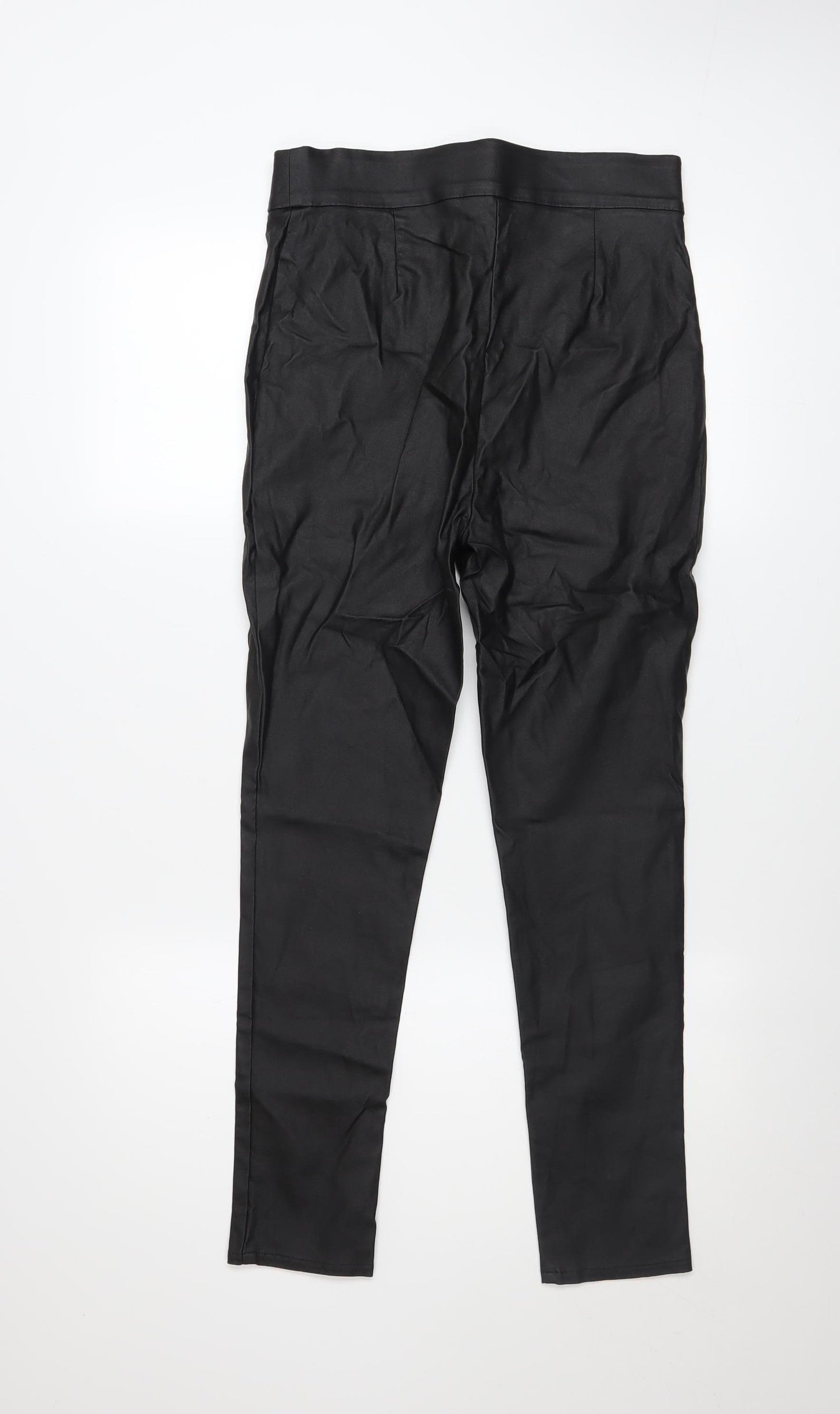 F&F Womens Black Faux Leather Skinny Trousers Size 12