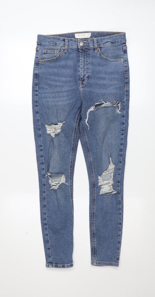 Topshop Jamie Women's Blue Skinny Distressed Jeans W28 L30