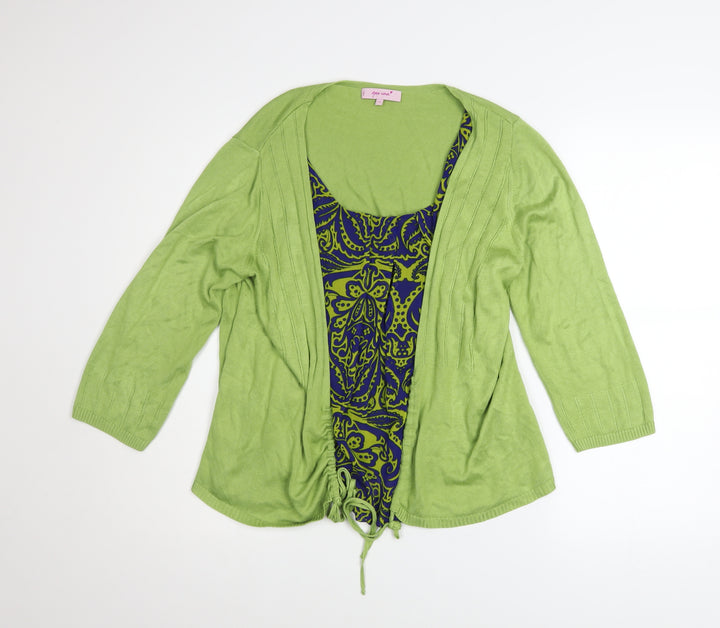 Marks and Spencer Per Una Women's Green 3/4 Sleeve Knit Cardigan Size 14