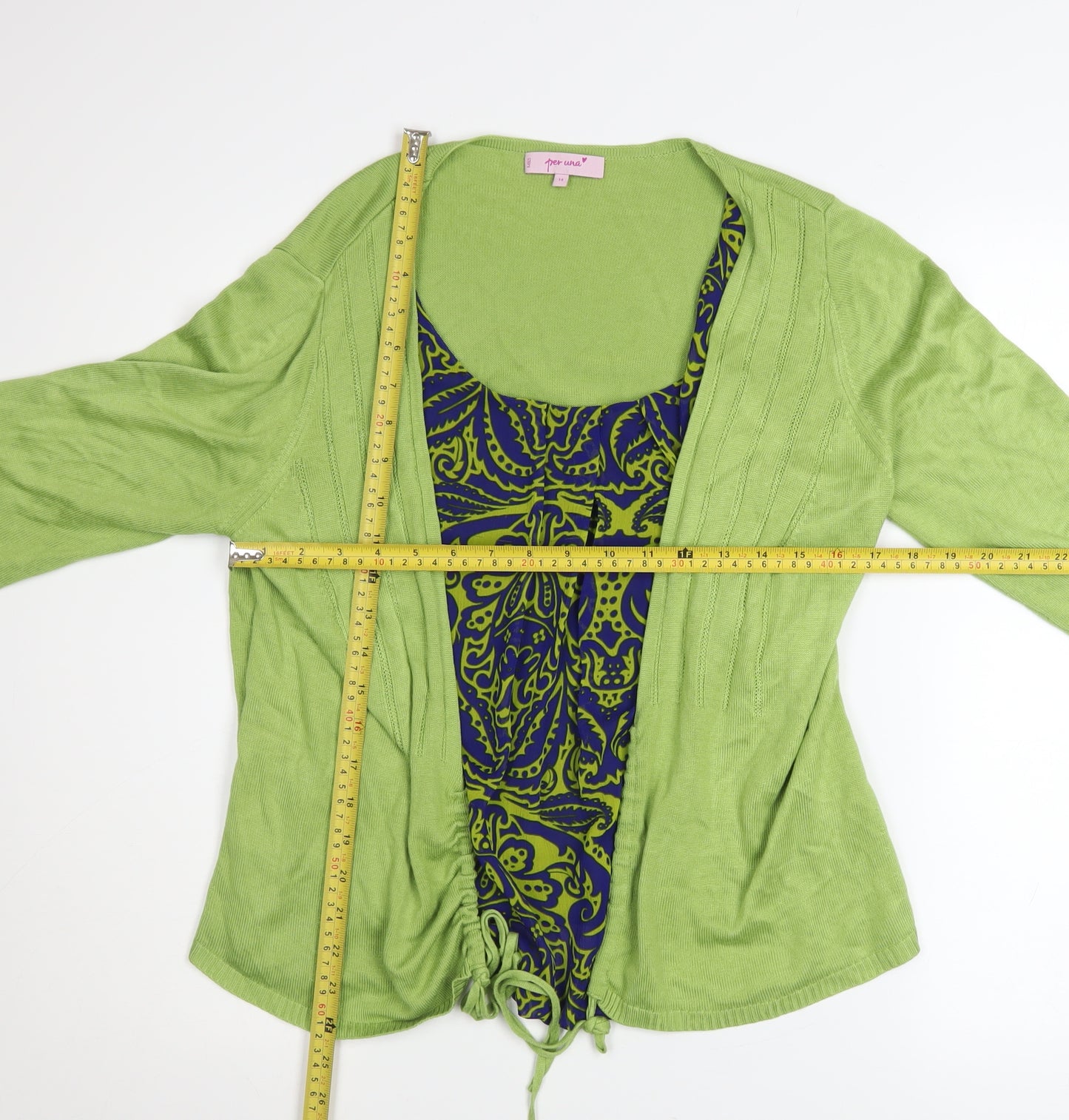 Marks and Spencer Per Una Women's Green 3/4 Sleeve Knit Cardigan Size 14