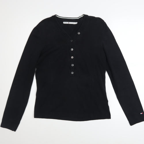 Tommy Hilfiger Women's Black Cotton Henley Jumper Size M