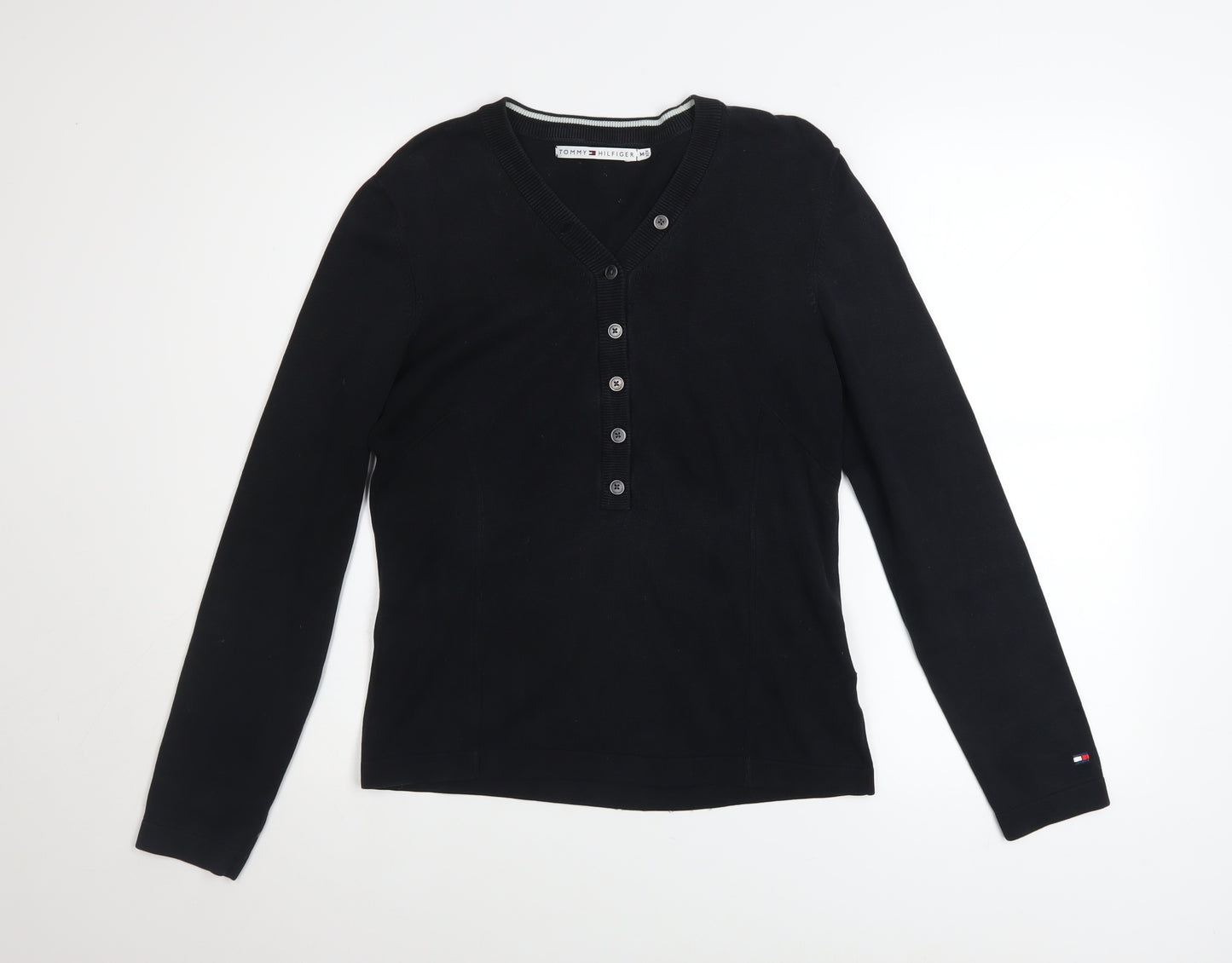 Tommy Hilfiger Women's Black Cotton Henley Jumper Size M