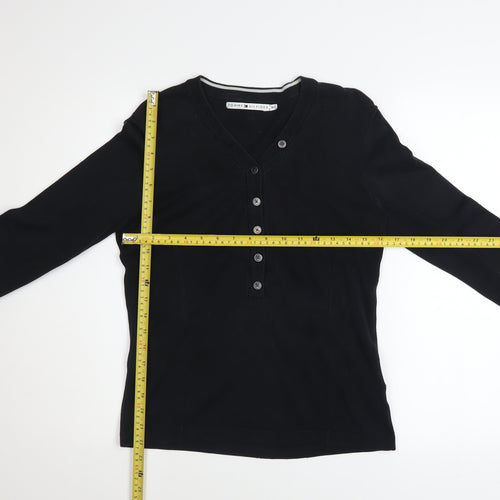 Tommy Hilfiger Women's Black Cotton Henley Jumper Size M