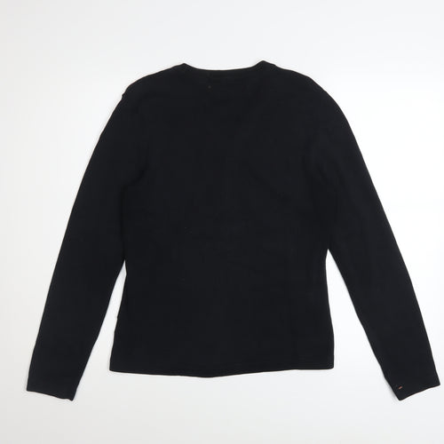 Tommy Hilfiger Women's Black Cotton Henley Jumper Size M