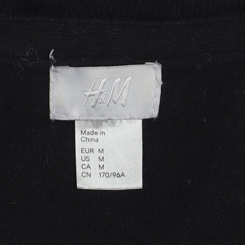 H&M Women’s Black Beaded Trim Cardigan Size 12 V-Neck Knit Jumper