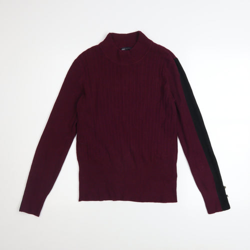 Marks and Spencer Women's Purple Mock Neck Knit Jumper Size 12