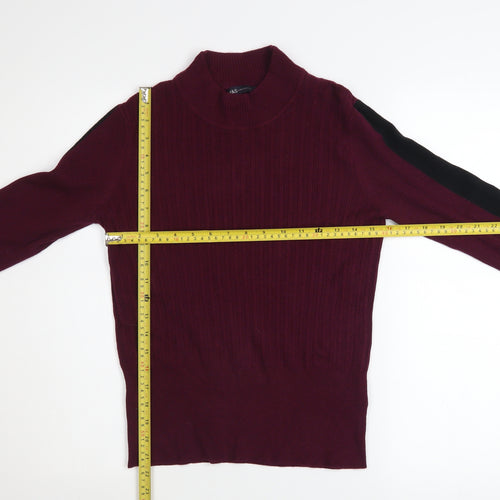 Marks and Spencer Women's Purple Mock Neck Knit Jumper Size 12
