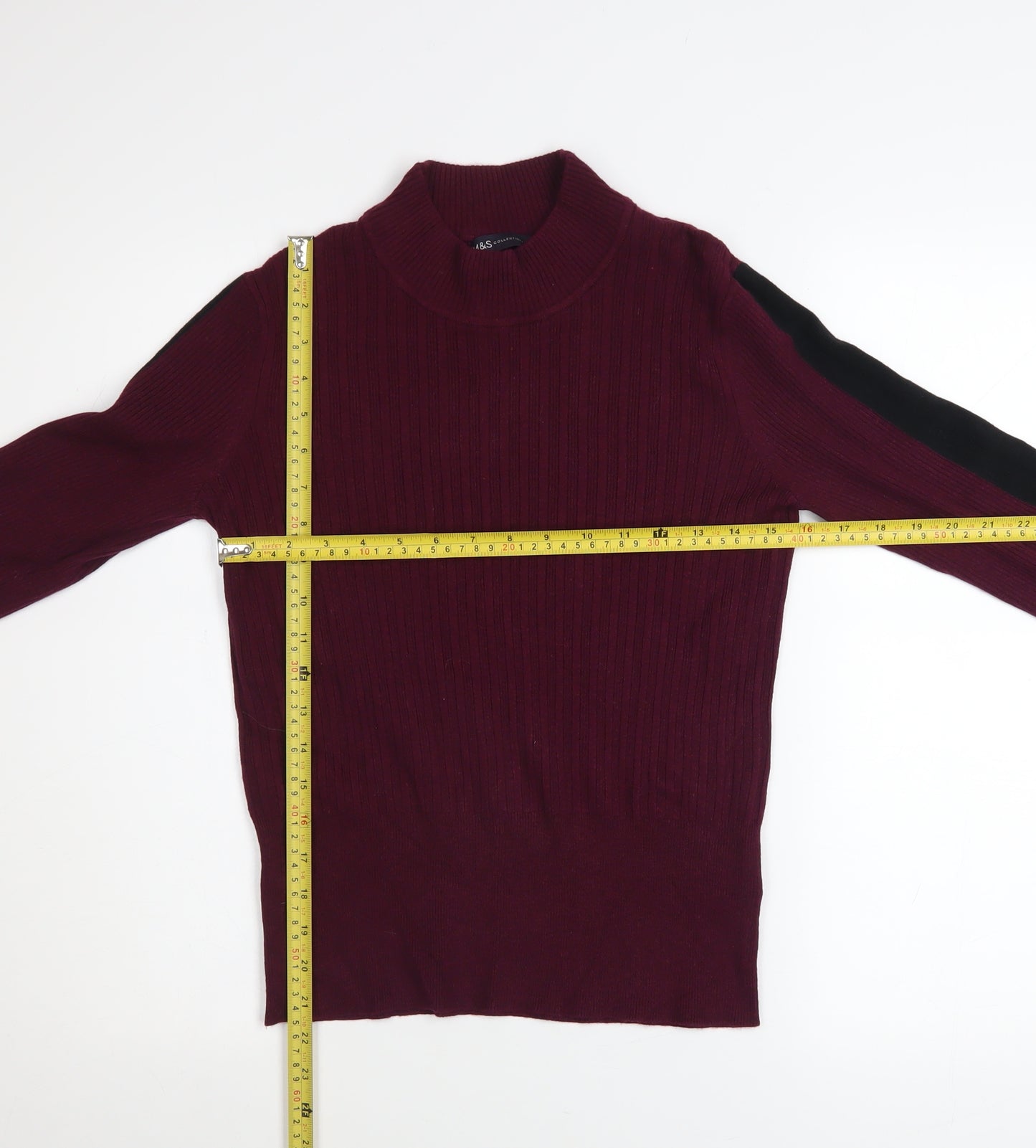 Marks and Spencer Women's Purple Mock Neck Knit Jumper Size 12