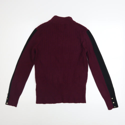 Marks and Spencer Women's Purple Mock Neck Knit Jumper Size 12