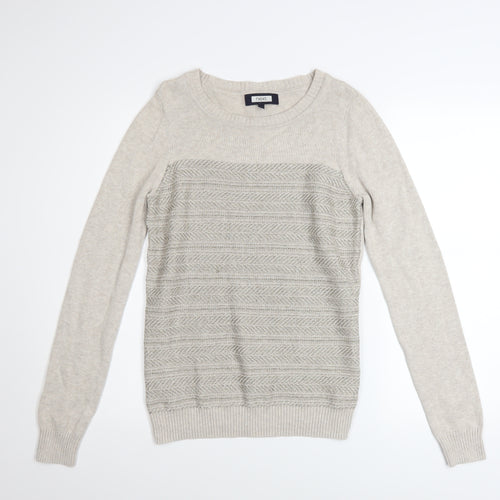 Next Women Beige Crew Neck Cotton Blend Jumper Size 10