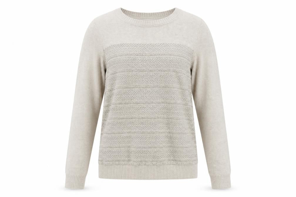 Front view of Next Women Beige Crew Neck Cotton Blend Jumper, size 10