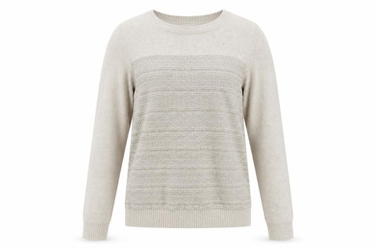Front view of Next Women Beige Crew Neck Cotton Blend Jumper, size 10