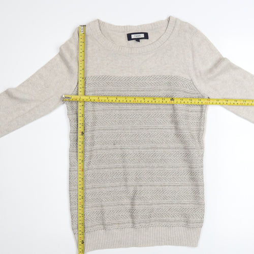 Next Women Beige Crew Neck Cotton Blend Jumper Size 10