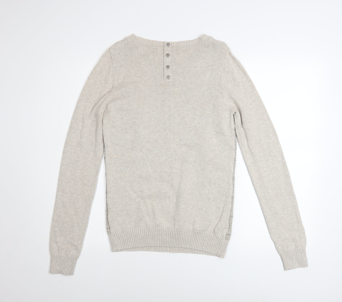 Next Women Beige Crew Neck Cotton Blend Jumper Size 10