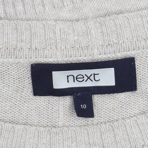 Next Women Beige Crew Neck Cotton Blend Jumper Size 10