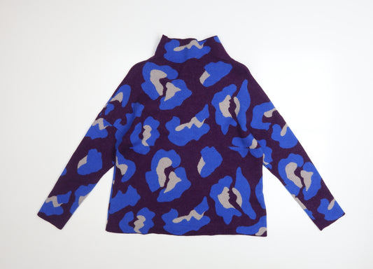 Jaeger Women’s Multicoloured Merino Wool Roll Neck Jumper Size L