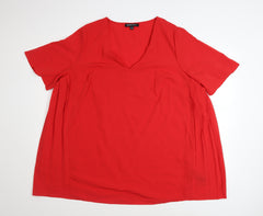 Capsule Women’s Red V-Neck Short Sleeve Polyester Tunic Blouse Size 20