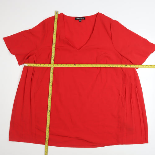 Capsule Women’s Red V-Neck Short Sleeve Polyester Tunic Blouse Size 20