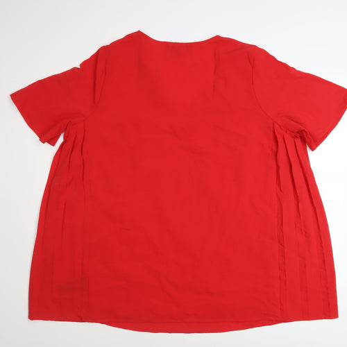 Capsule Women’s Red V-Neck Short Sleeve Polyester Tunic Blouse Size 20
