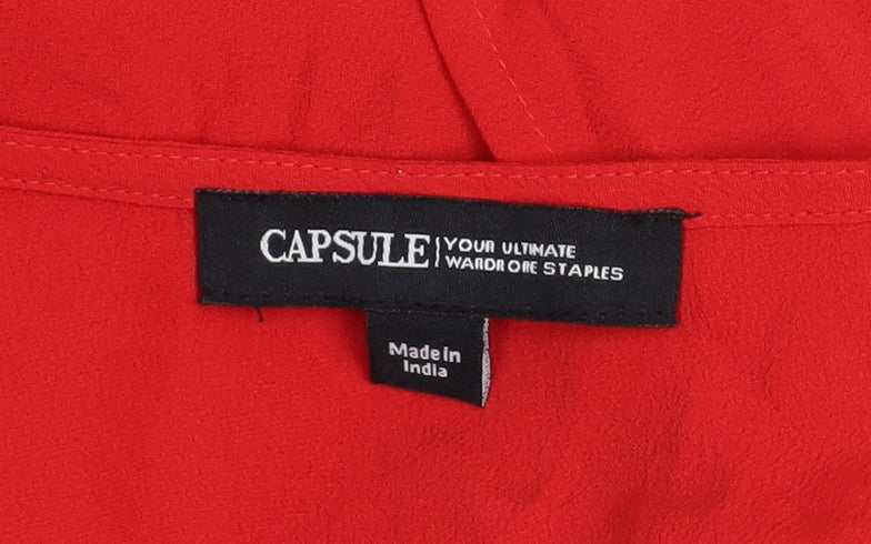 Capsule Women’s Red V-Neck Short Sleeve Polyester Tunic Blouse Size 20