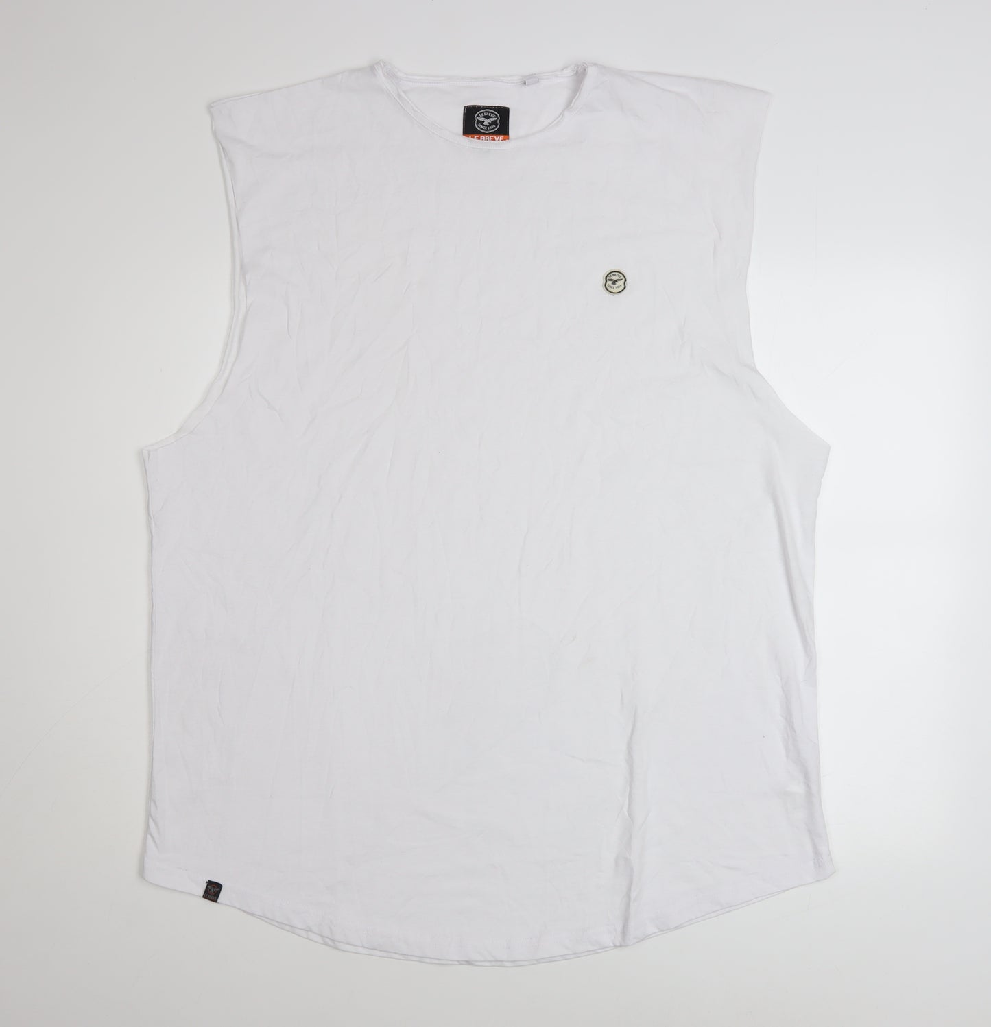 Le Breve Men’s White 3XL Sleeveless Crew Neck Casual Top