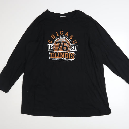Noisy May Womens Black Long Sleeve College Graphic T-Shirt Size 16