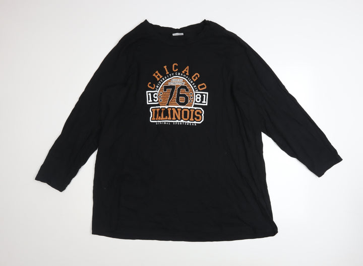 Noisy May Womens Black Long Sleeve College Graphic T-Shirt Size 16