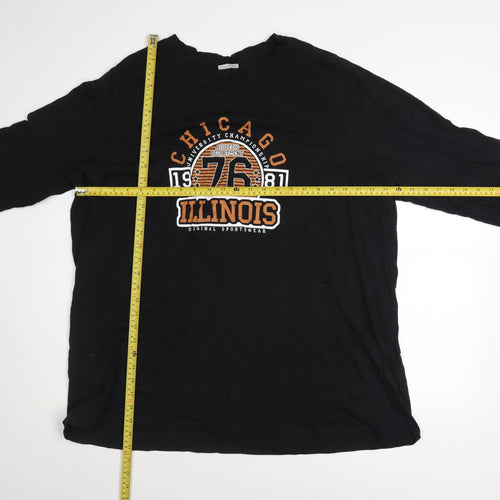 Noisy May Womens Black Long Sleeve College Graphic T-Shirt Size 16