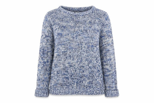 Front view of Maine New England Women's Blue Chunky-Knit jumper, size 12