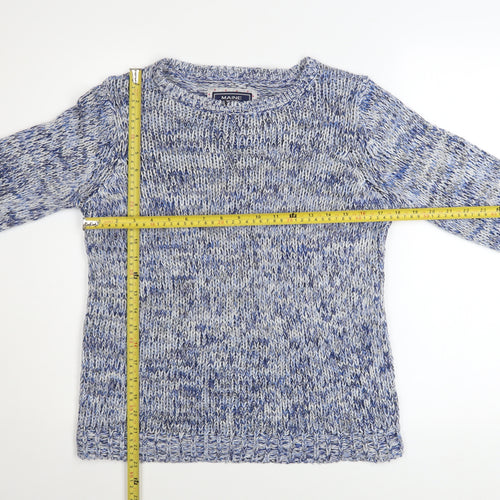 Maine New England Women's Blue Chunky-Knit Pullover Jumper Size 12