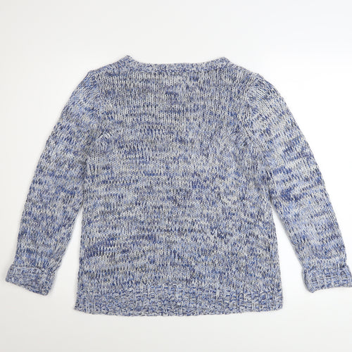 Maine New England Women's Blue Chunky-Knit Pullover Jumper Size 12