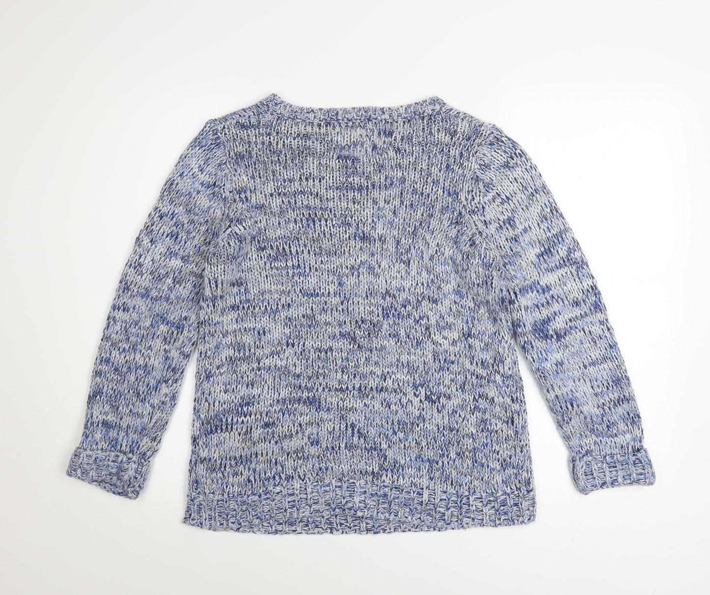 Maine New England Women's Blue Chunky-Knit Pullover Jumper Size 12