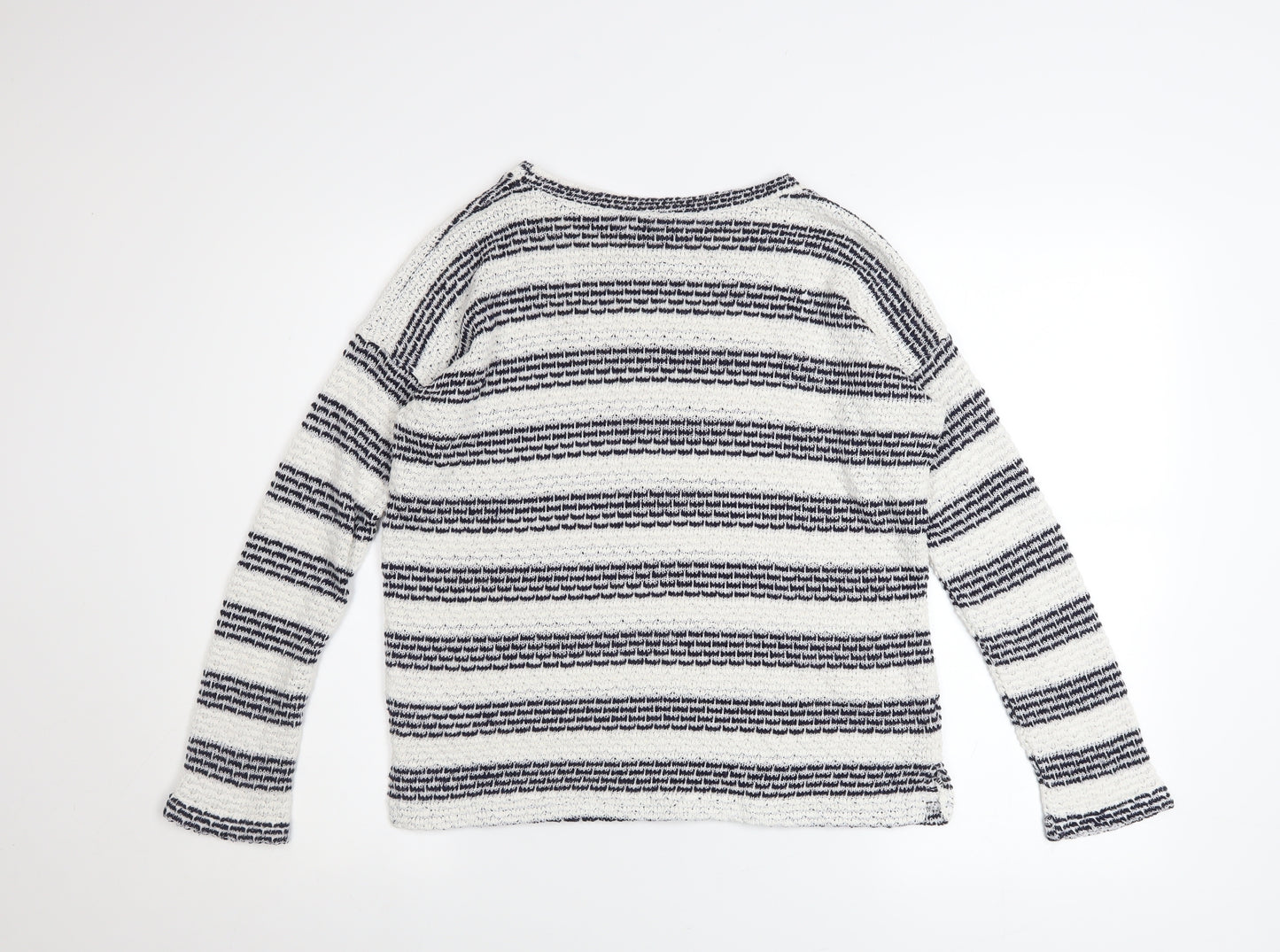 New Look Womens Blue White Striped Knit Boat Neck Jumper Size 10